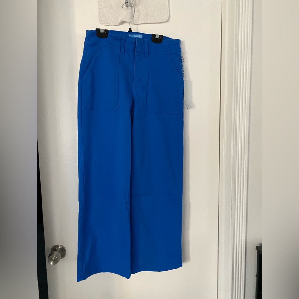 NWT Draper James Cobalt Blue STRETCH TWILL Wide Leg Pants SZ8